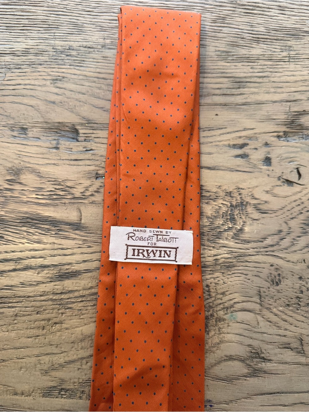 Robert Talbott Orange Tie with Navy Microdots
